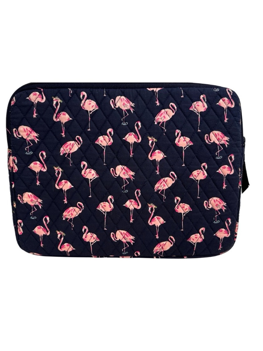 Vera Bradley Laptop Sleeve Case - Flamingo Fiesta 13-14”- Navy & Pink Quilted - Picture 2 of 11
